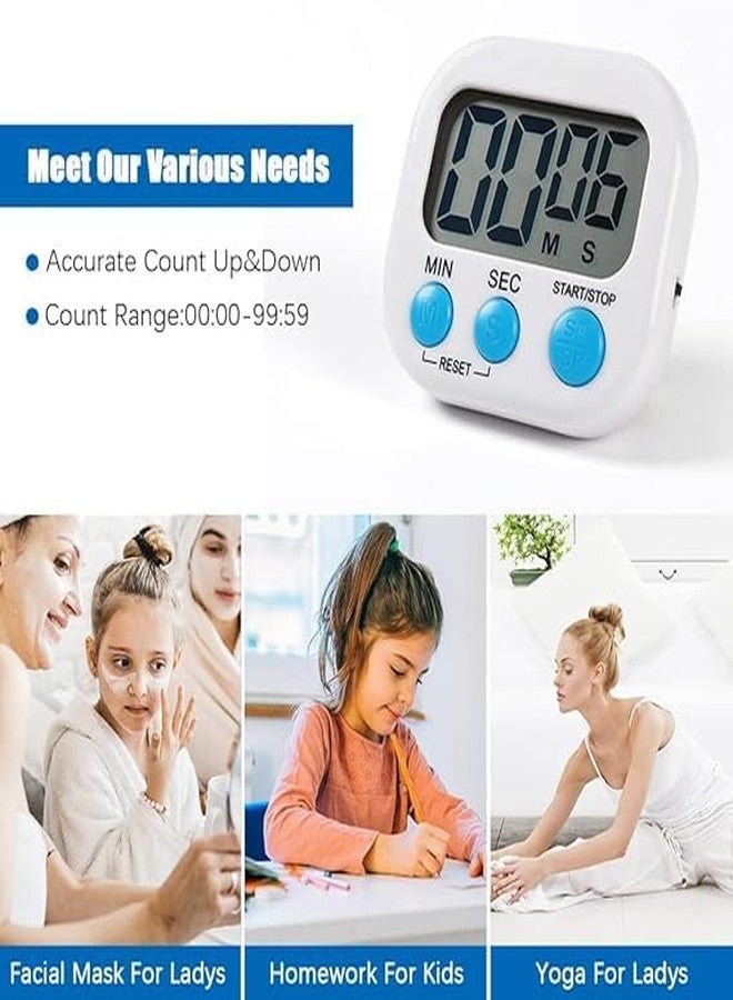 YPTC Digital Kitchen Timer & Stopwatch, Countdown Large Digits, Magnetic Stand, for Cooking | Baking| Loud Alarm | Kids Study Teacher Shower Bathroom Oven Round Back Stand (Multicolor)(Pack of 1) - Image 2